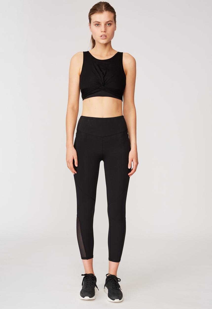Cotton On - Twist front crop tank - black
