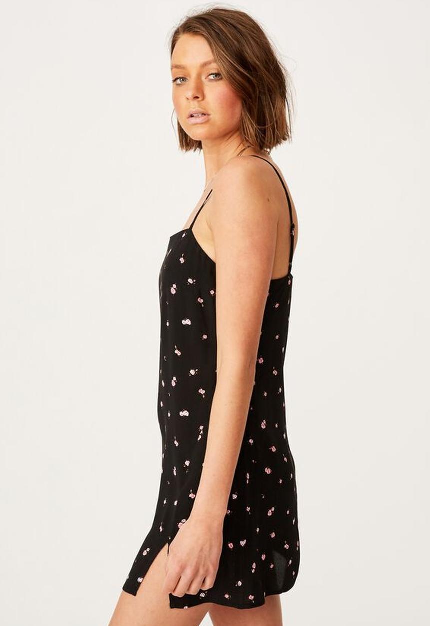 Cotton On - Woven kye strappy mini dress - valerie rose black