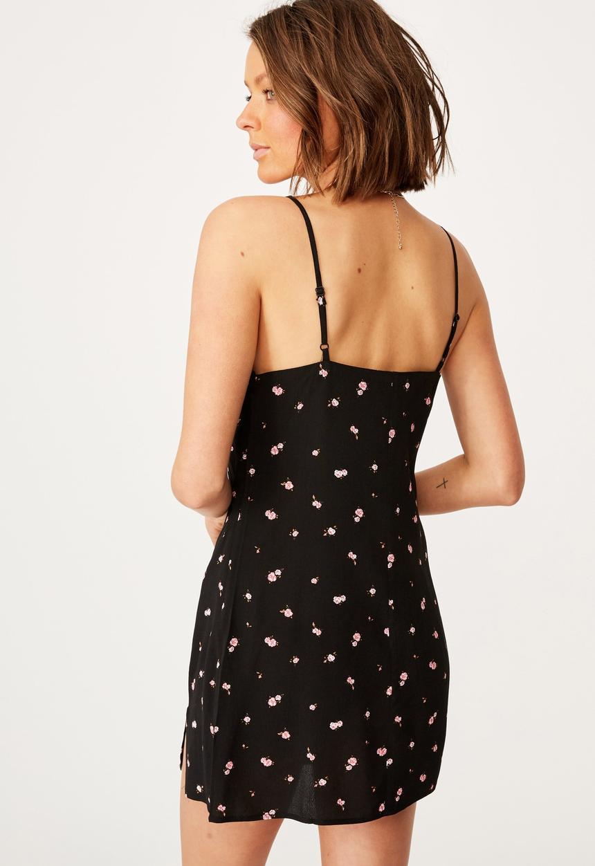 Cotton On - Woven kye strappy mini dress - valerie rose black