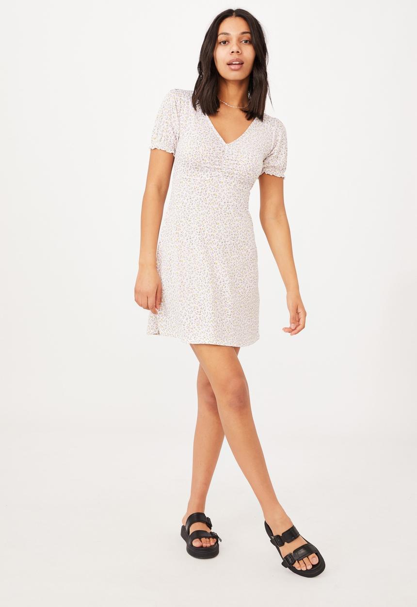 Cotton On - Brianna ruched front mini dress -  white