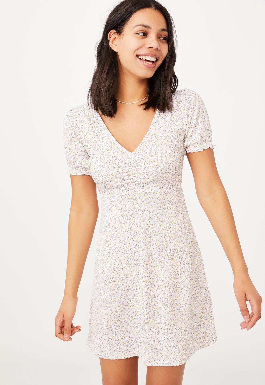 Cotton On - Brianna ruched front mini dress -  white