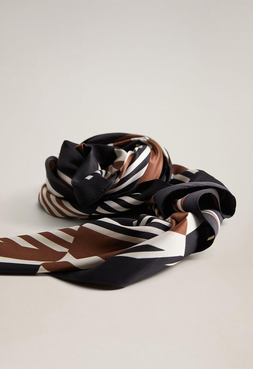 MANGO - Retro neck scarf - brown