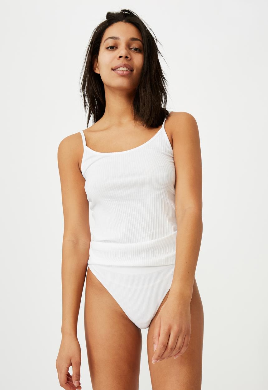 Cotton On - Long rib tank - white