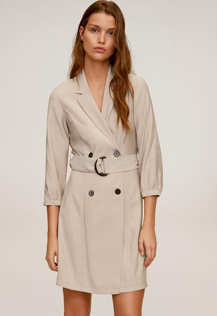 MANGO - Dress tuxedo - beige