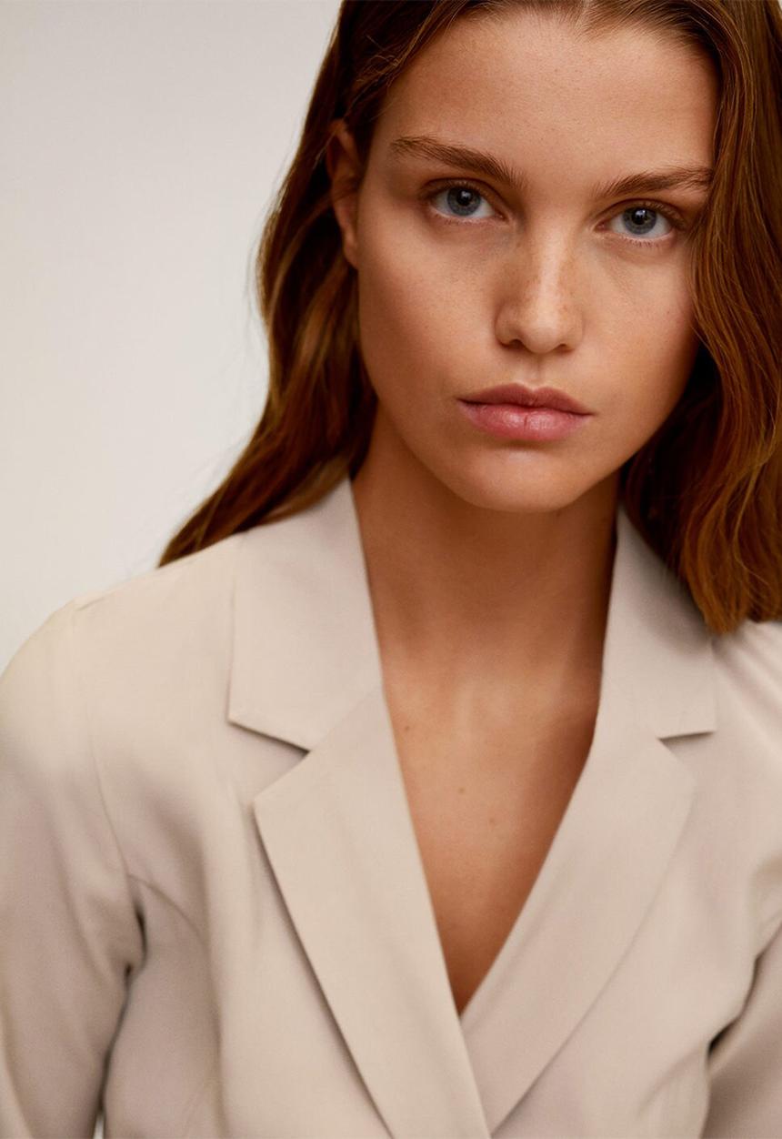 MANGO - Dress tuxedo - beige