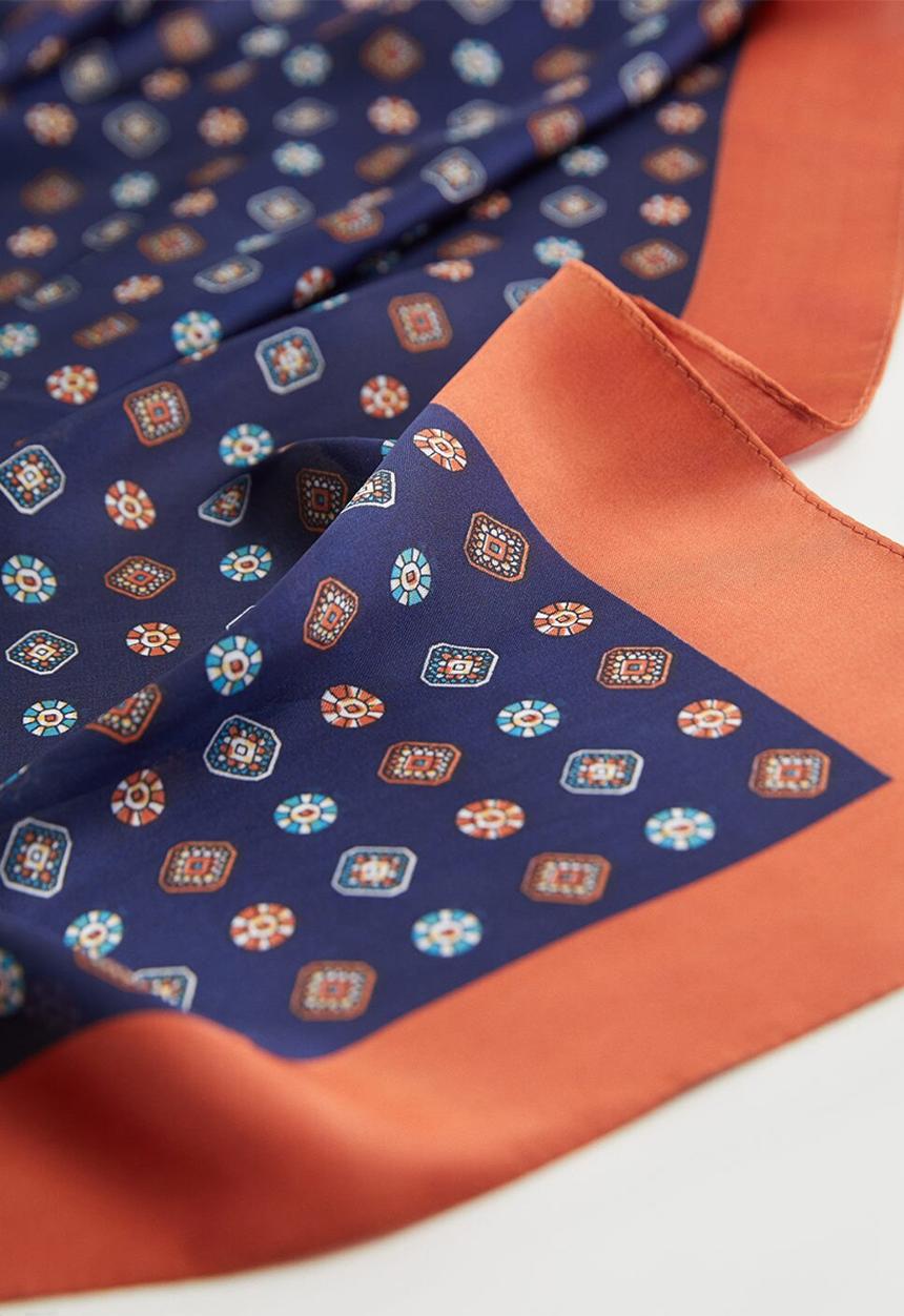 MANGO - Neck scarf corbata - orange & blue 