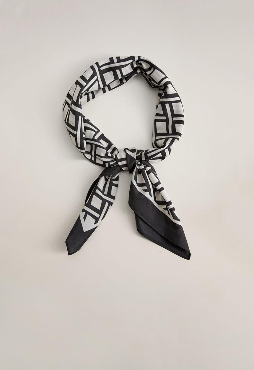 MANGO - Neck scarf reti - black & white 