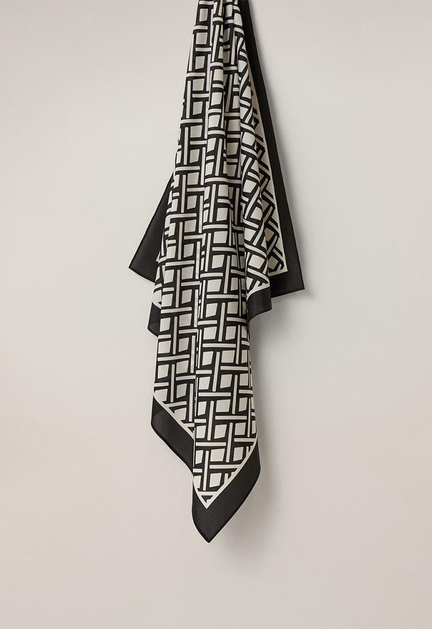 MANGO - Neck scarf reti - black & white 