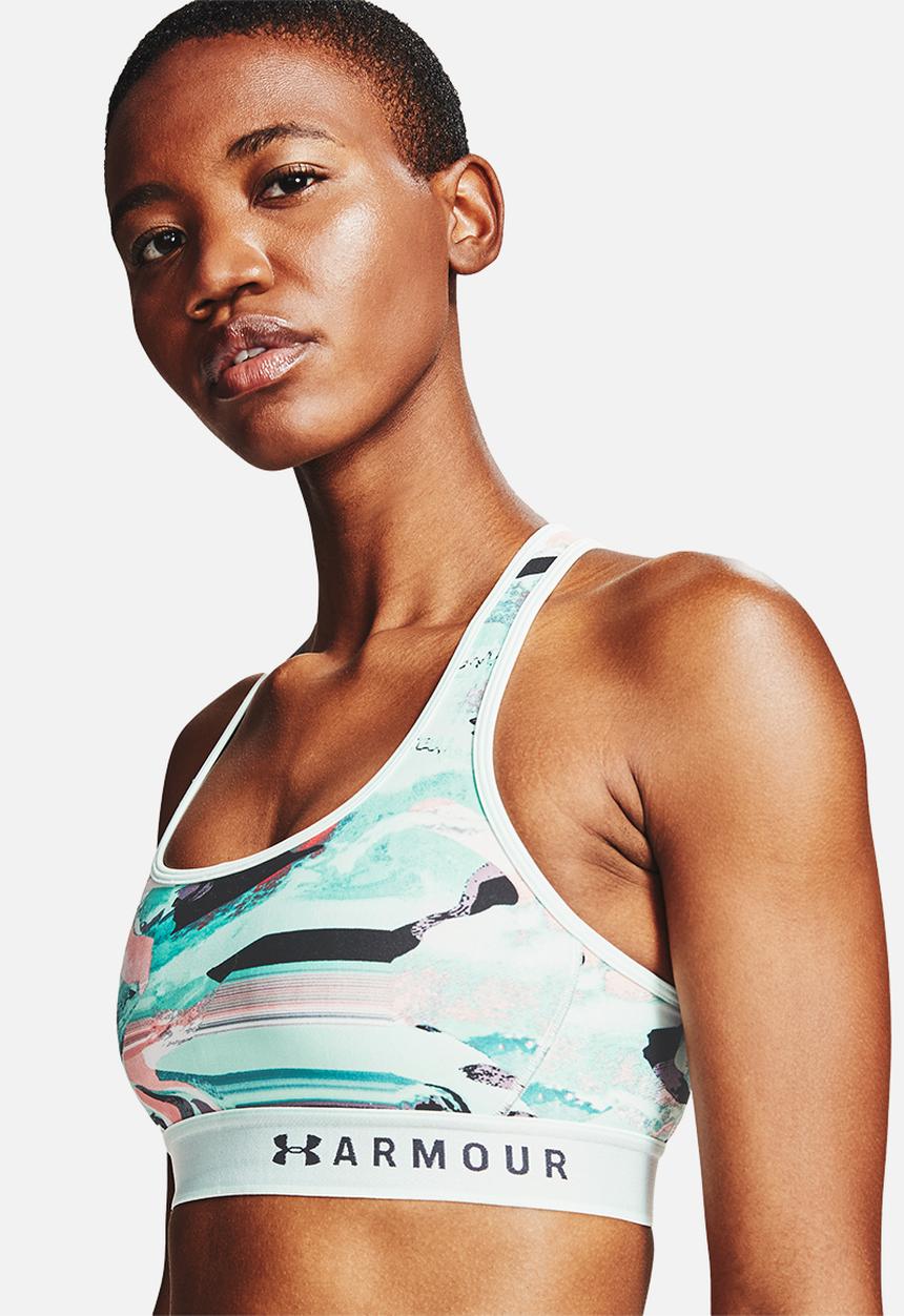 Under Armour - Armour mid impact crossback printed bra - blue & black