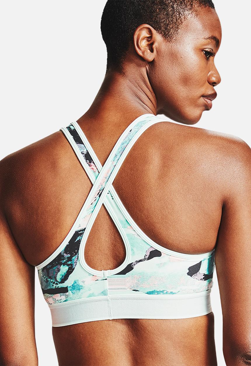 Under Armour - Armour mid impact crossback printed bra - blue & black