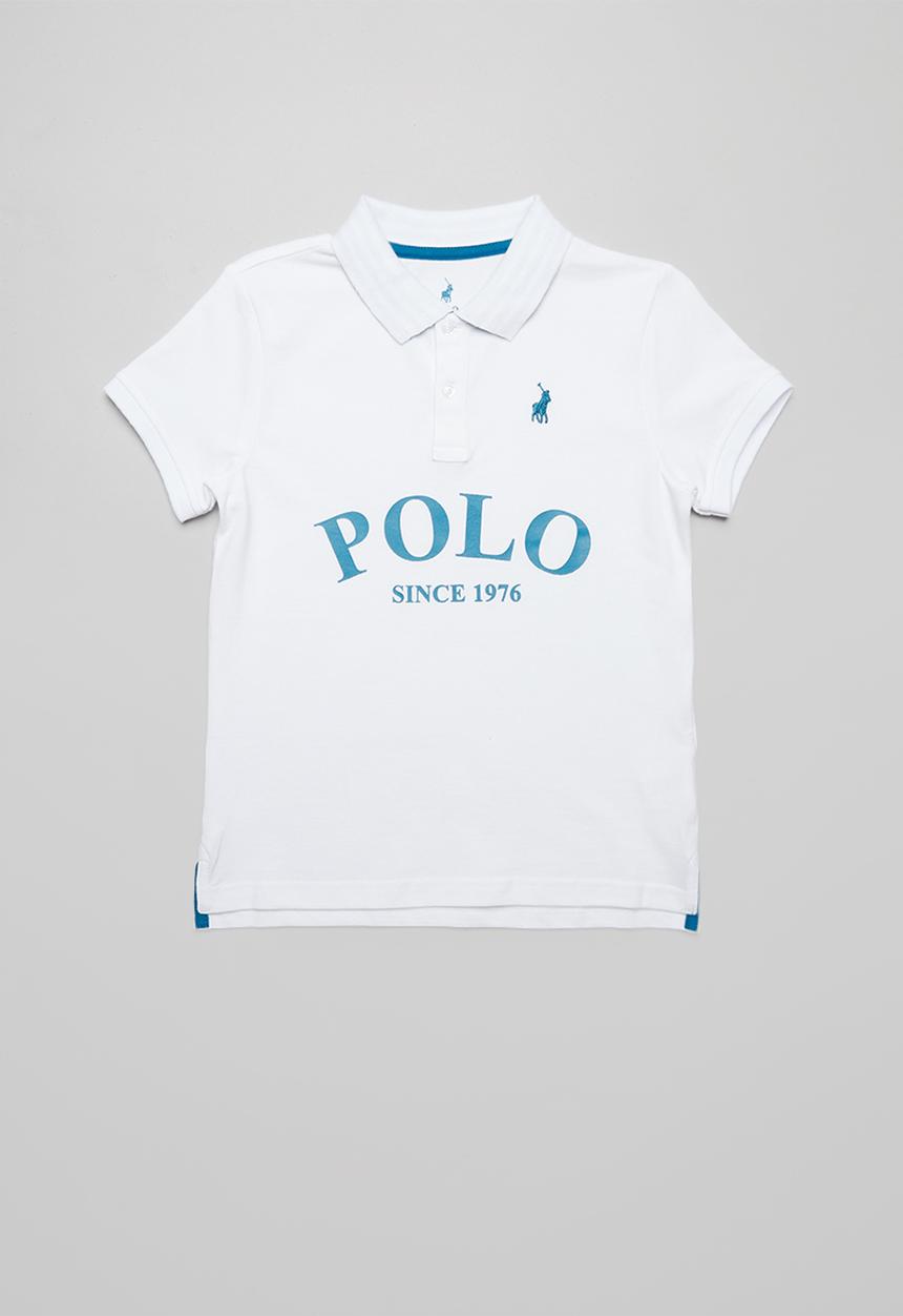 POLO - Boys Justin printed short sleeve golfer - white