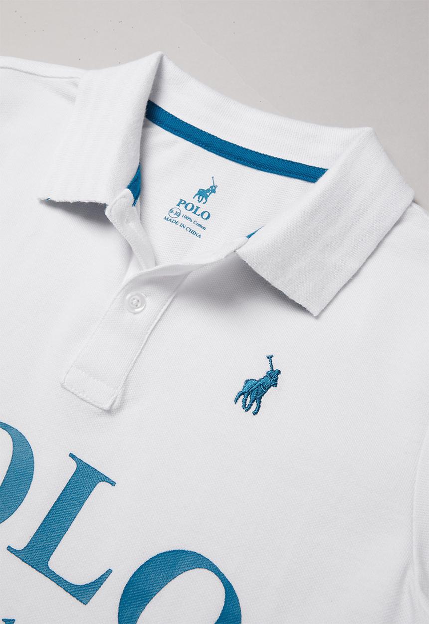 POLO - Boys Justin printed short sleeve golfer - white