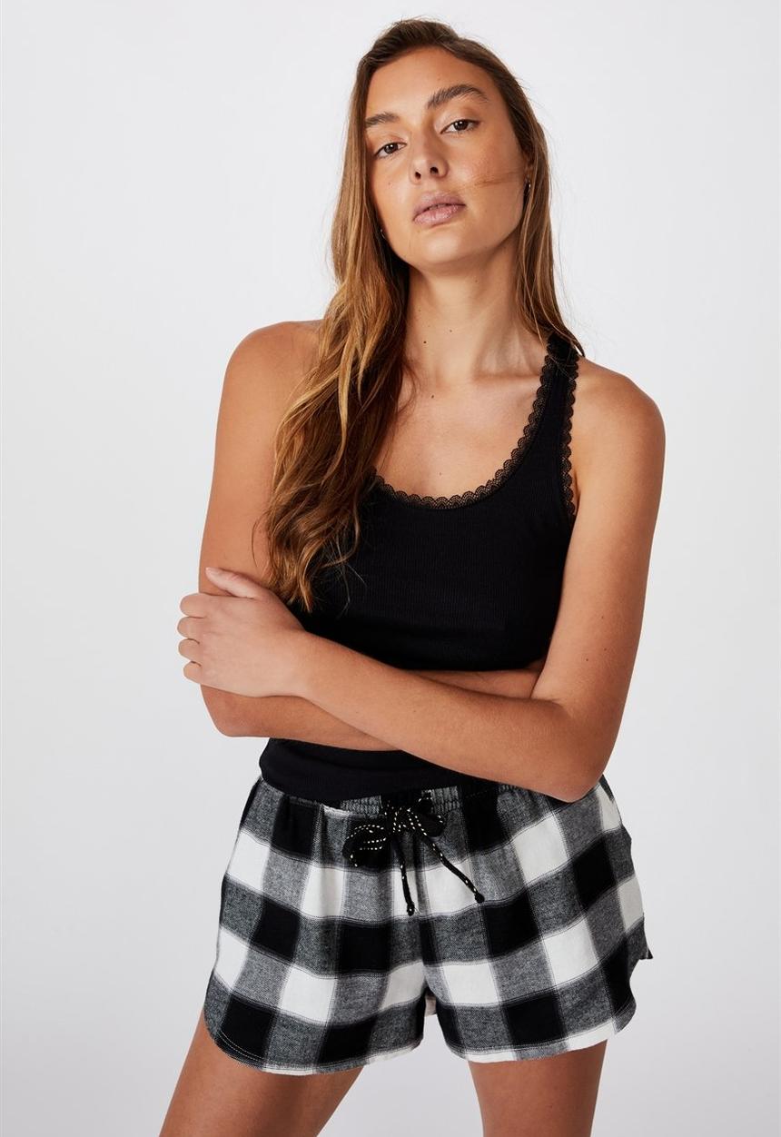 Cotton On - Lace racer back tank - black