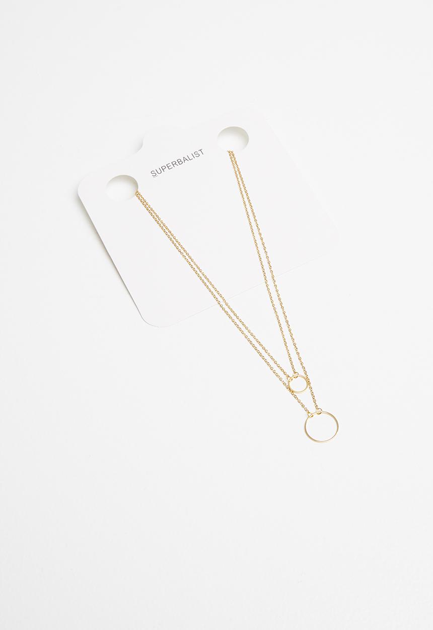 Superbalist - Double circle layered necklace - gold
