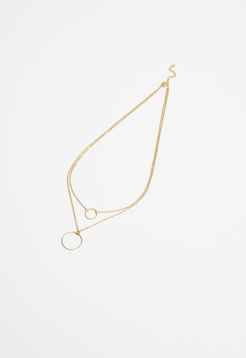 Superbalist - Double circle layered necklace - gold