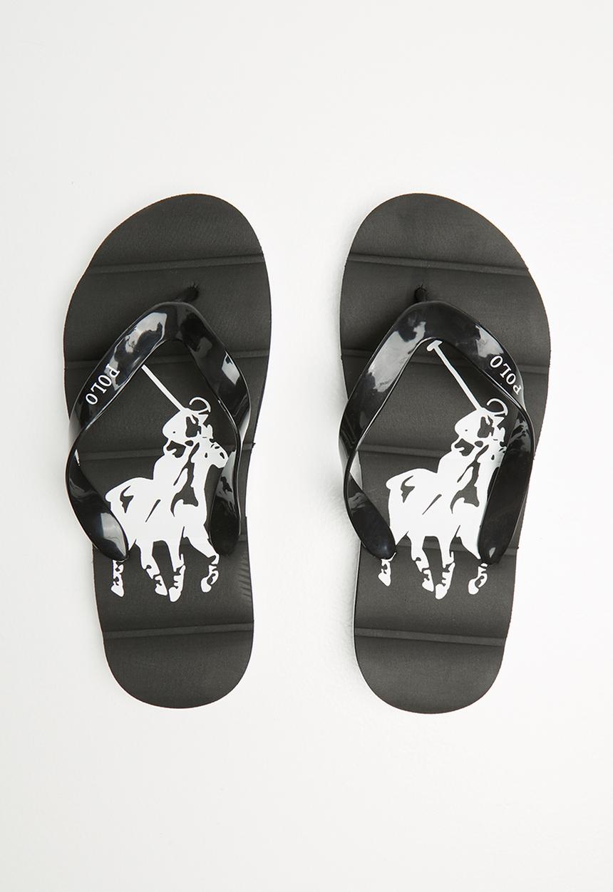 POLO - Boys milo pony flip flop - black & white 