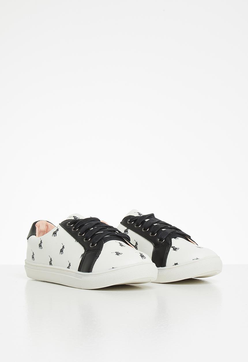 POLO - Unisex morgan monogram sneaker - white & black 