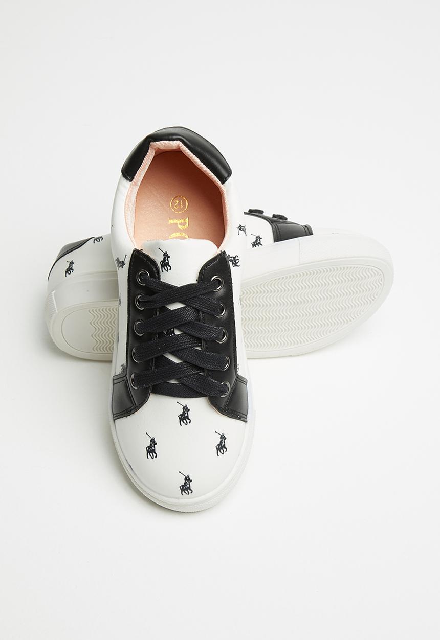 POLO - Unisex morgan monogram sneaker - white & black 