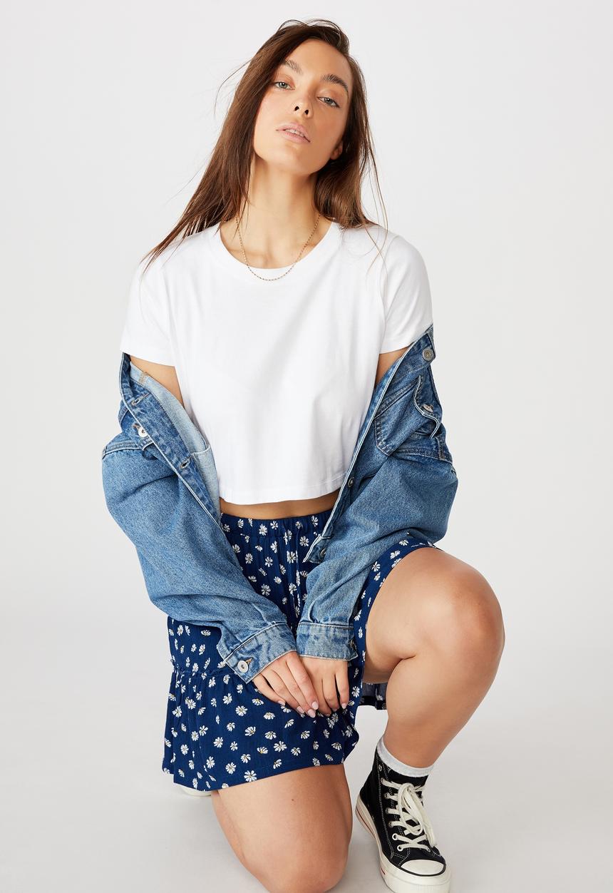 Cotton On - Penny tiered mini skirt - sophia daisy medieval blue