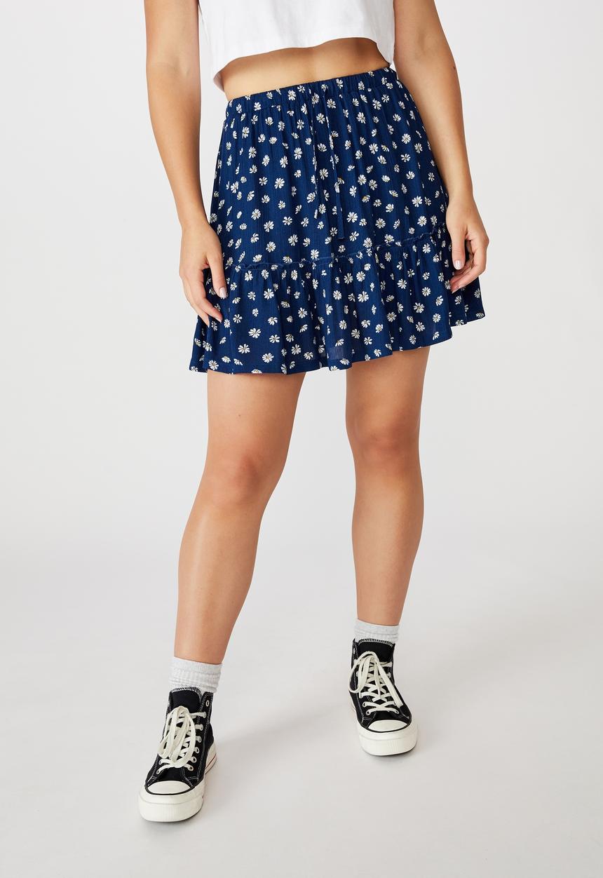 Cotton On - Penny tiered mini skirt - sophia daisy medieval blue