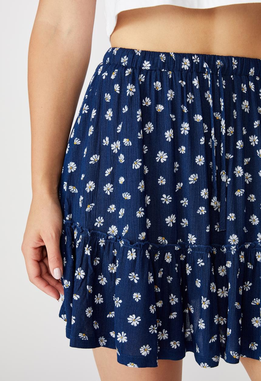 Cotton On - Penny tiered mini skirt - sophia daisy medieval blue