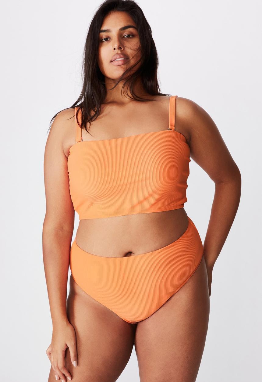 Cotton On - Curve high waisted full bikini bottom - peach rib
