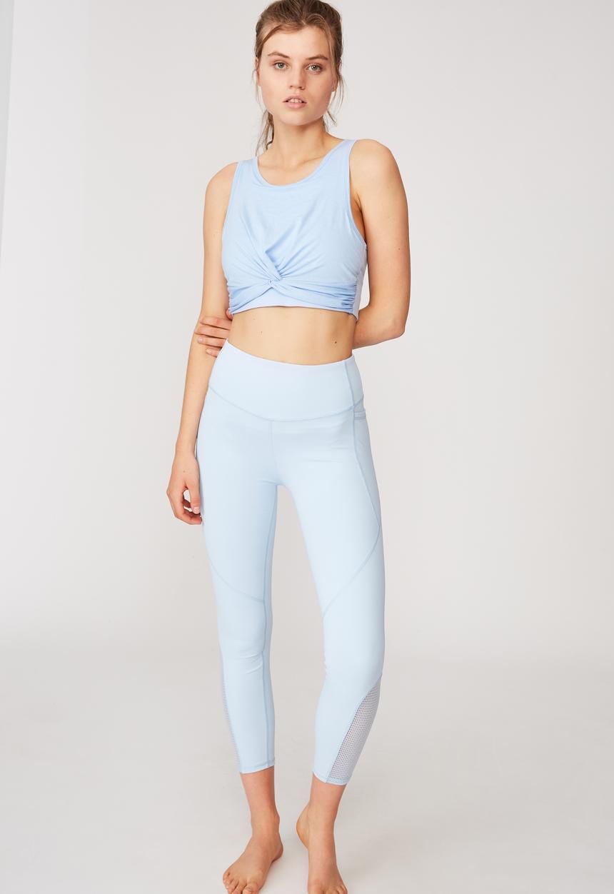 Cotton On - Twist front crop tank - skye blue