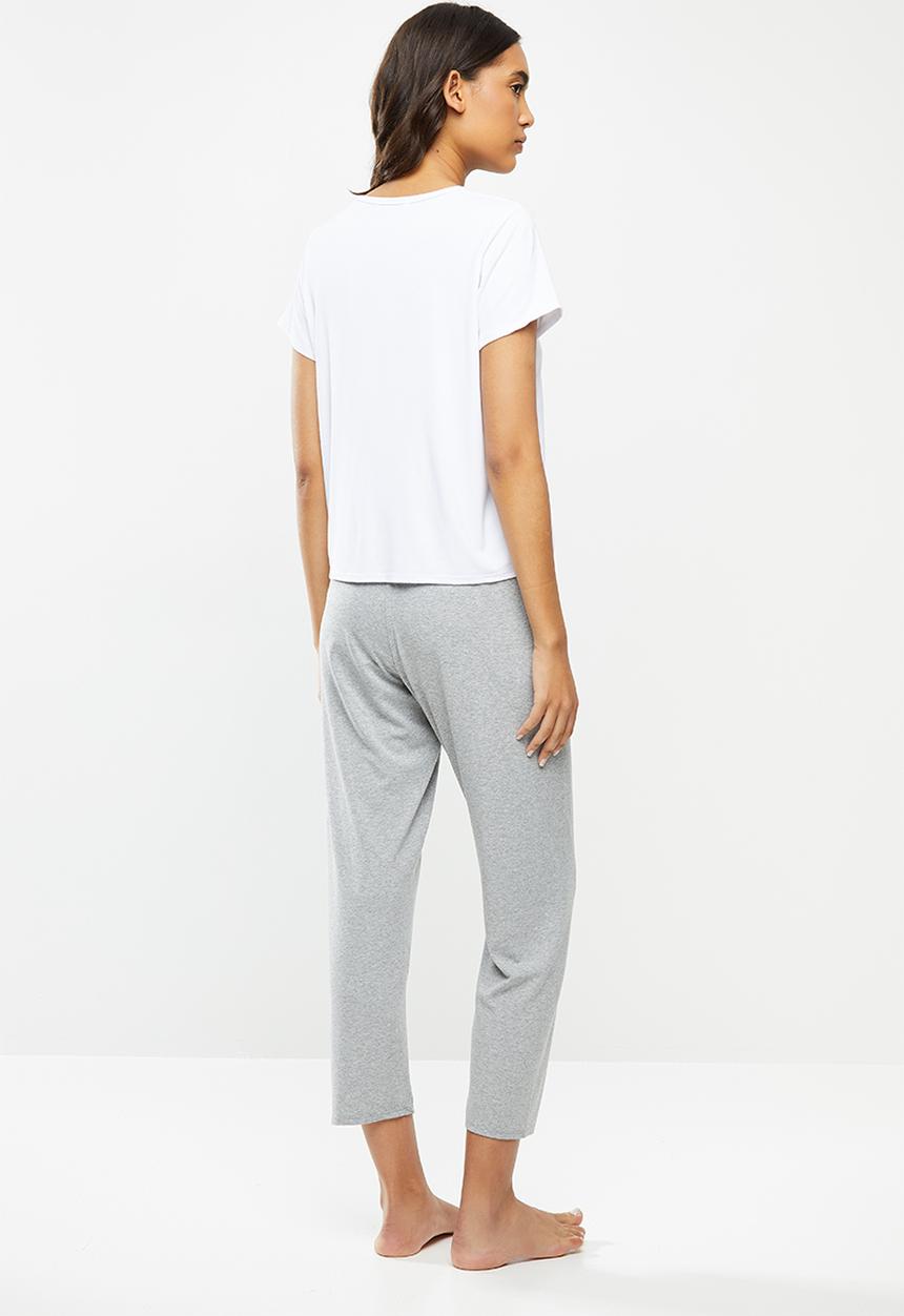 Superbalist - Sleep tee & pants set - white & grey