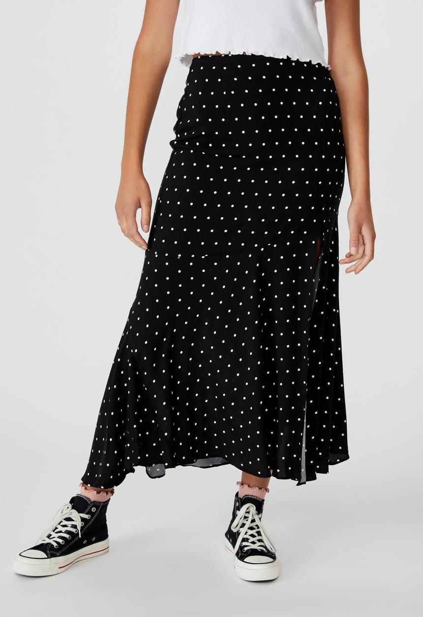 Cotton On - Tahli split midi skirt - amy spot black