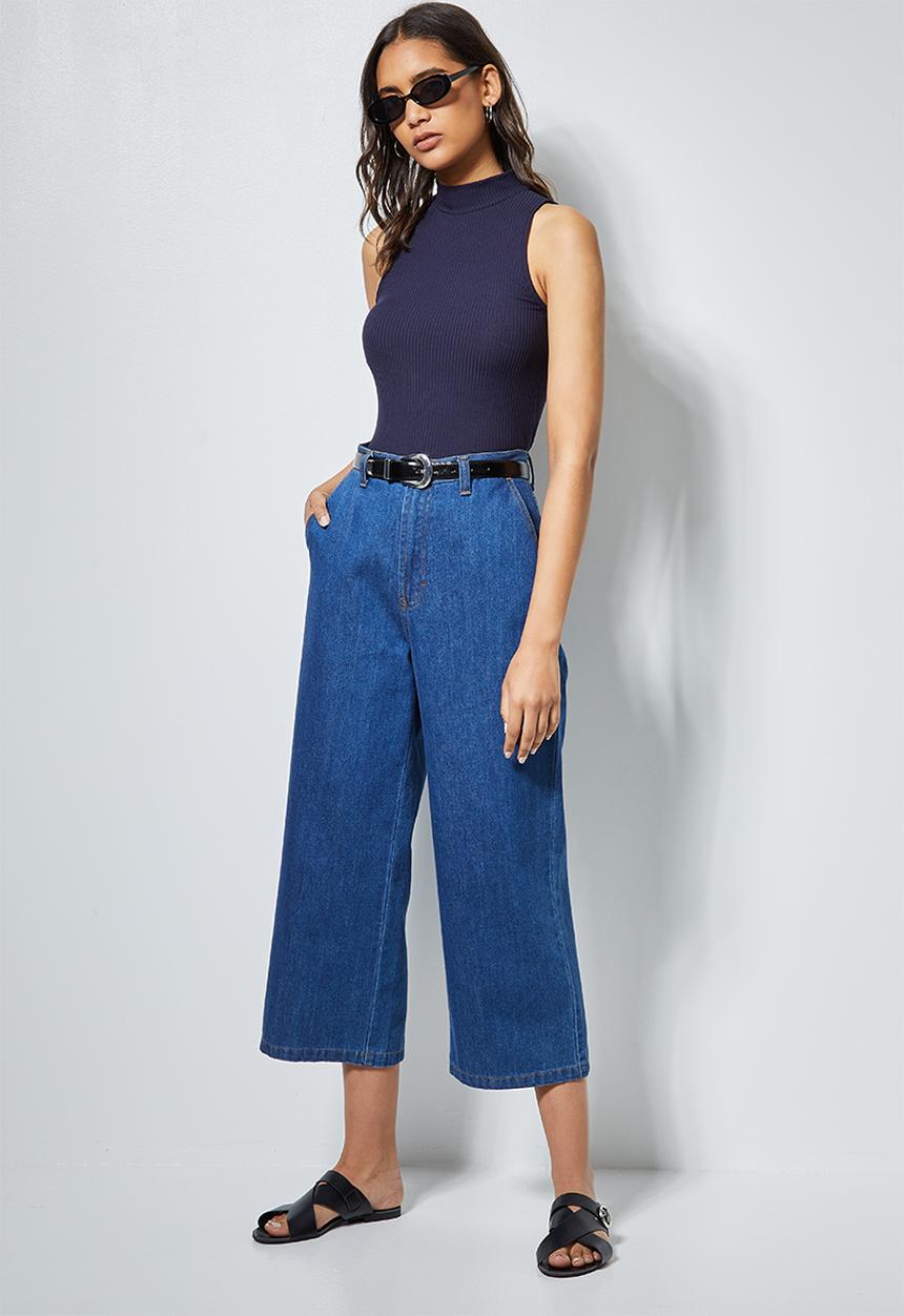 Superbalist - Single hi neck wide rib vest  - navy 
