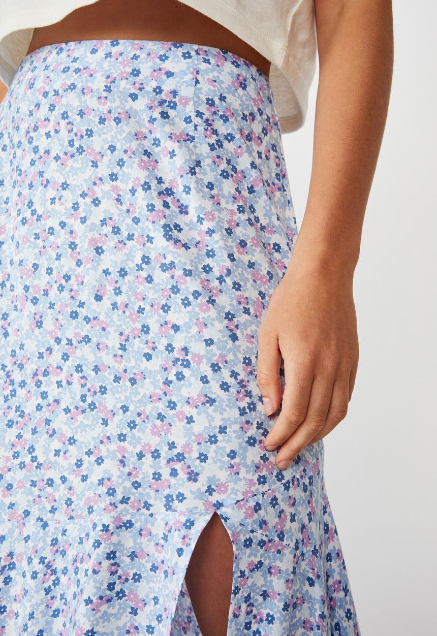 Cotton On - Tahli split midi skirt - quinn ditsy white cornflower