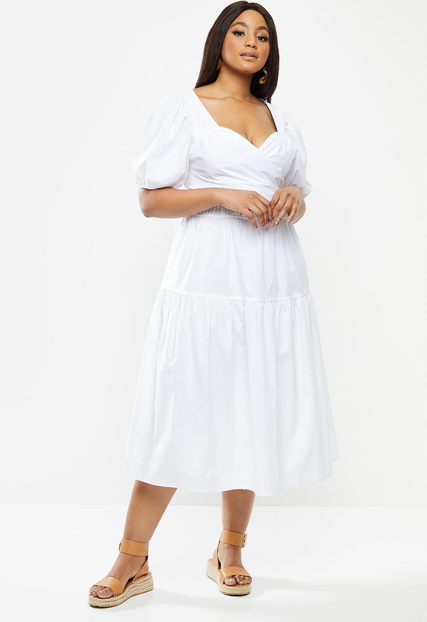 MILLA - Poplin wrap dress - white