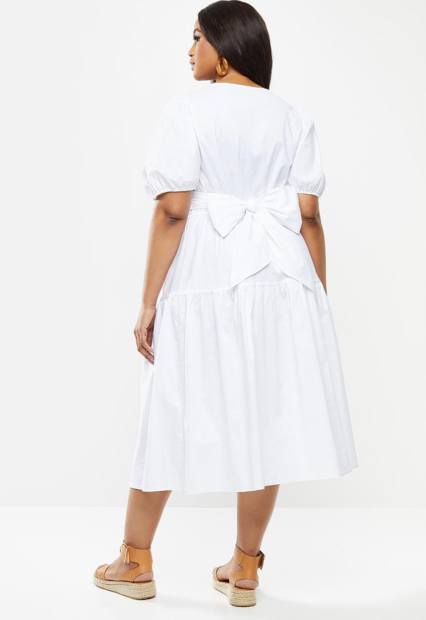 MILLA - Poplin wrap dress - white