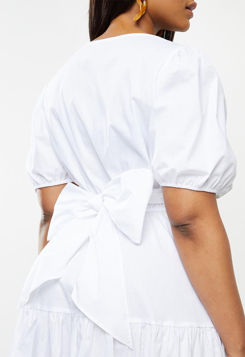 MILLA - Poplin wrap dress - white