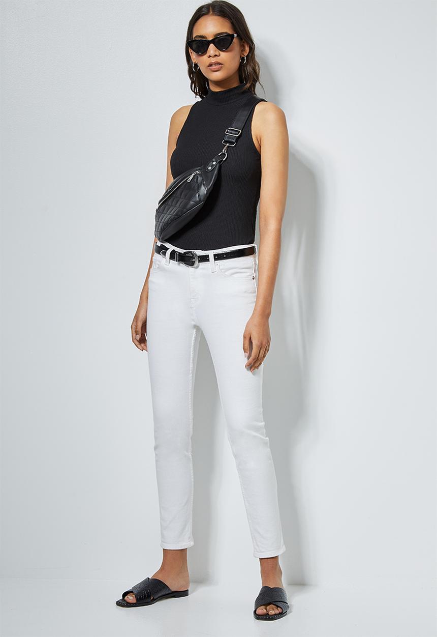 Superbalist - 2 pack hi neck wide rib vest - black & white