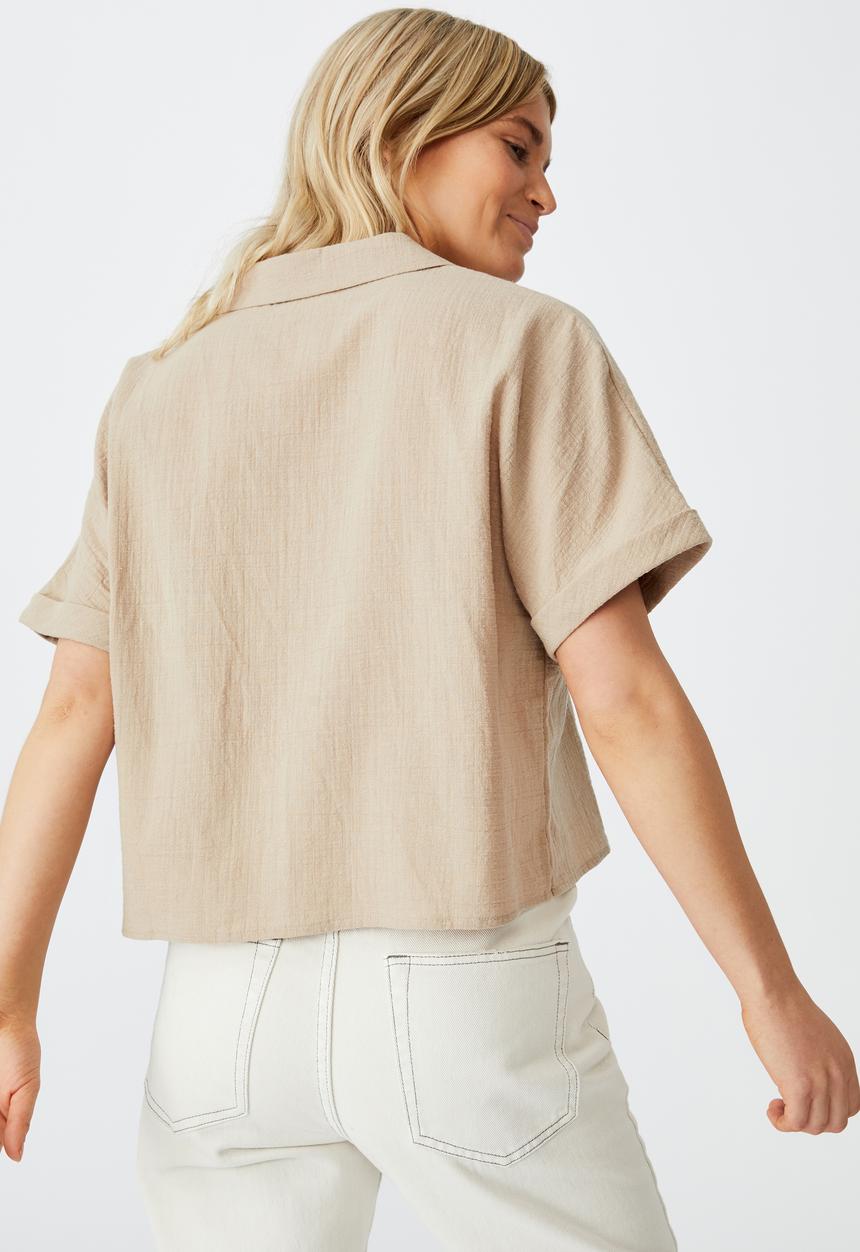Cotton On - Erika short sleeve shirt - flax grey