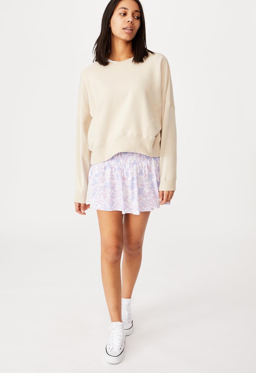 Cotton On - Selma shirred mini skirt - julia floral lilac