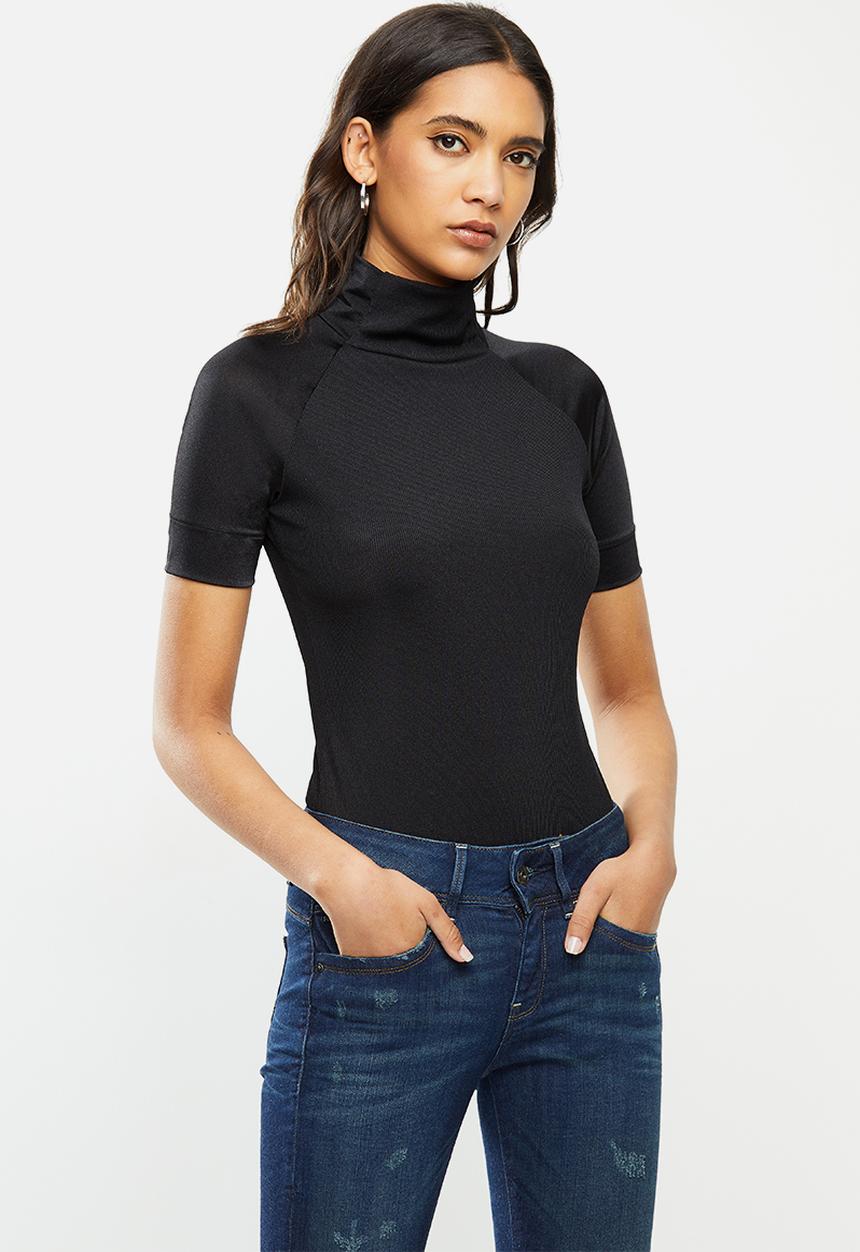 G-STAR - Melam funnel slim body 1/2 sleeve - black