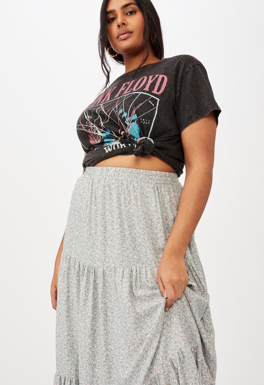 Cotton On - Curve jasmine maxi skirt - robyn ditsy lush green