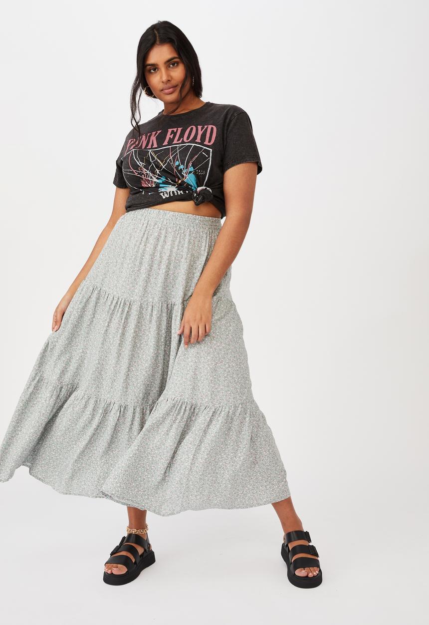 Cotton On - Curve jasmine maxi skirt - robyn ditsy lush green