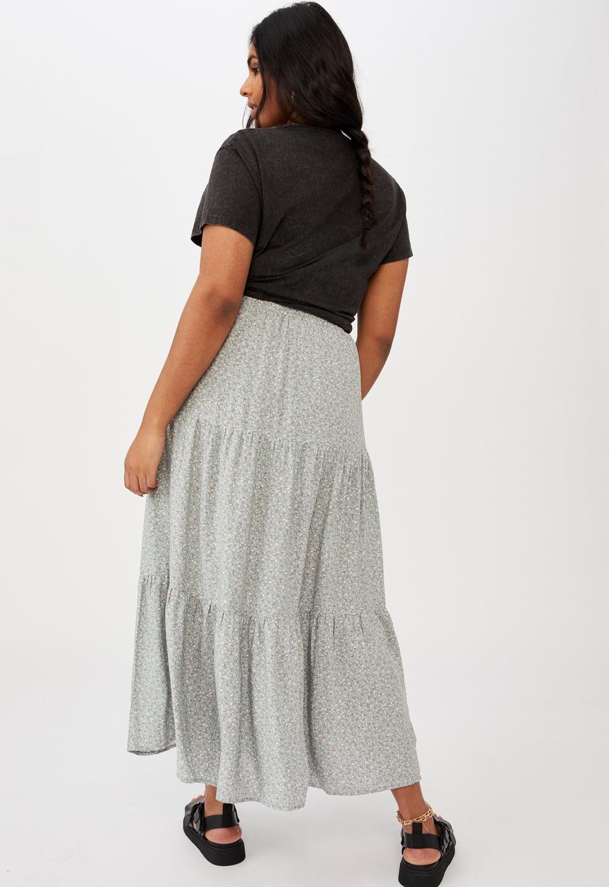 Cotton On - Curve jasmine maxi skirt - robyn ditsy lush green