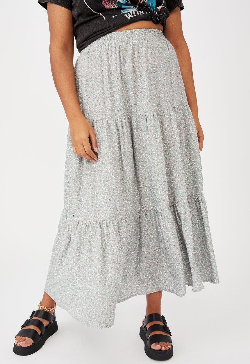 Cotton On - Curve jasmine maxi skirt - robyn ditsy lush green