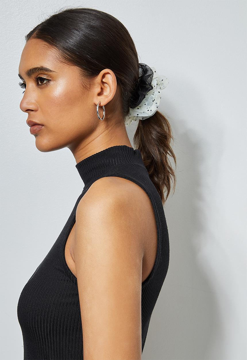 Superbalist - 2 Pack polka dot scrunchies - black & white