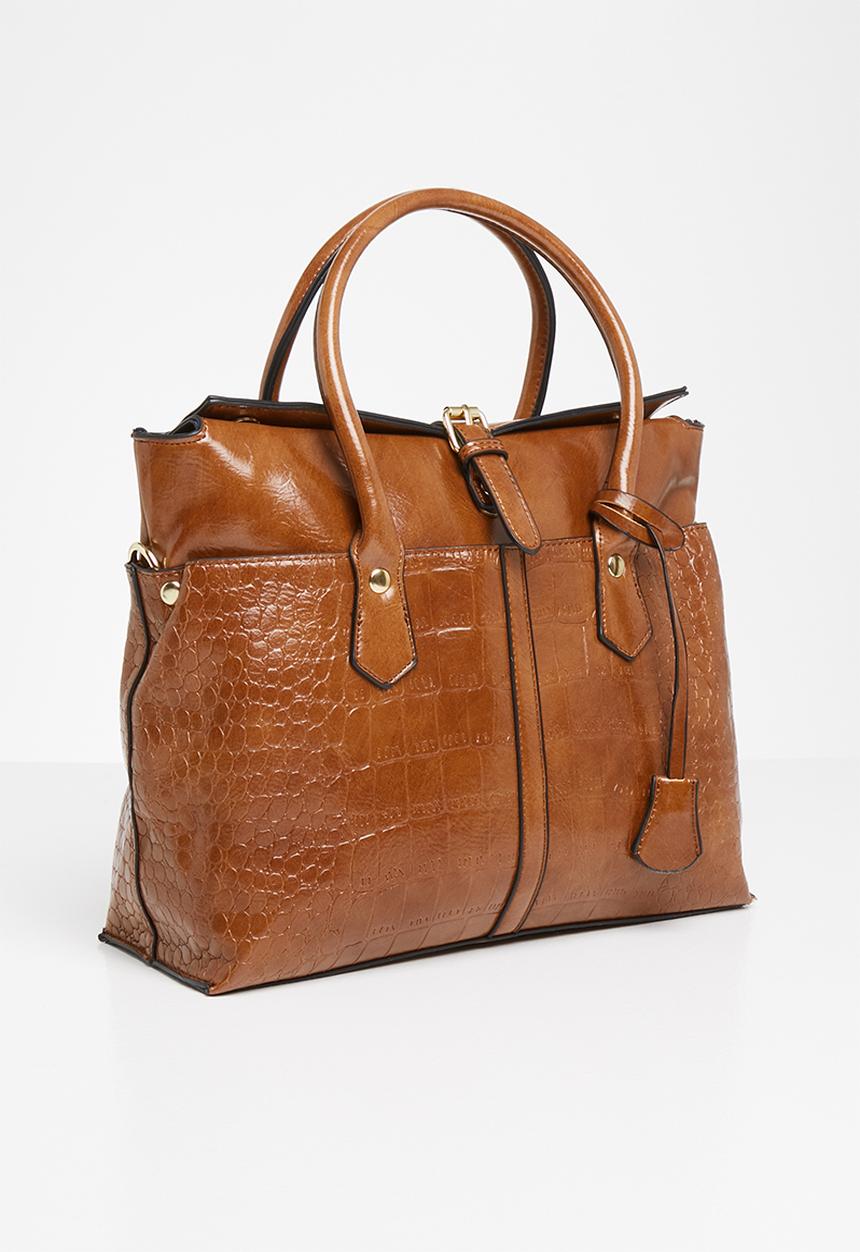 Superbalist - Faux croc tote bag- tan