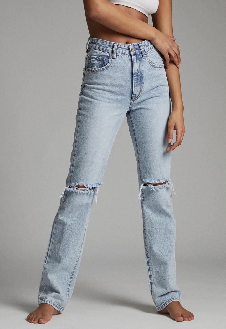 Cotton On - Long straight jean - burleigh blue rip