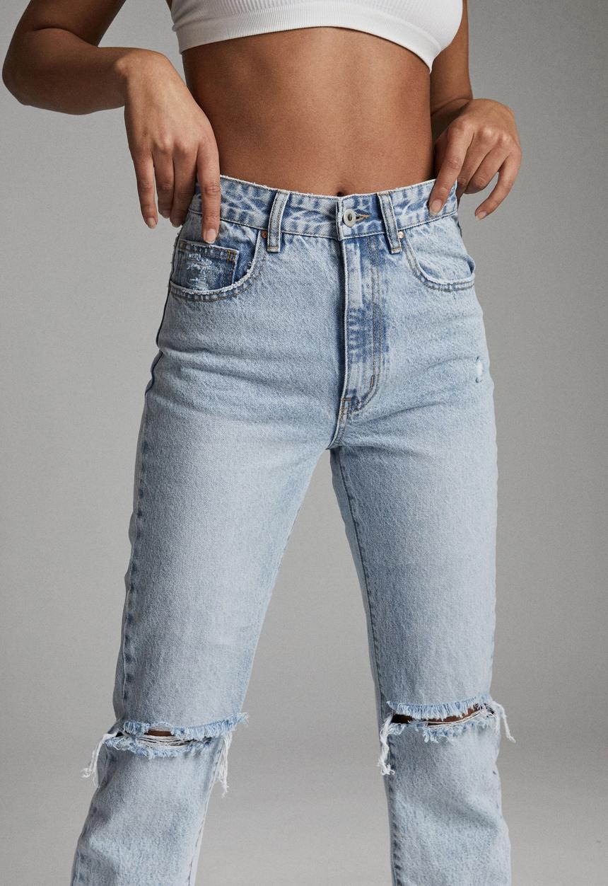 Cotton On - Long straight jean - burleigh blue rip