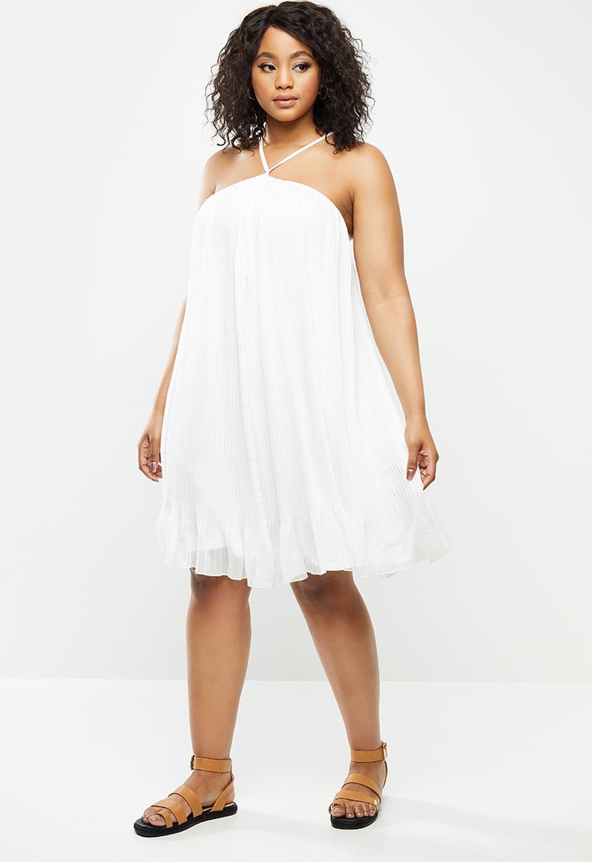 Blake - Pleated trapeze mini dress - white