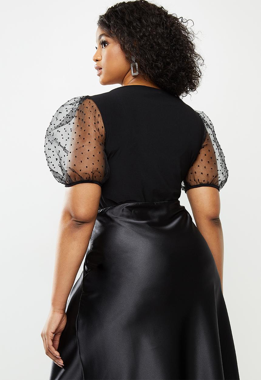 Blake - Combo square neck bodysuit - black