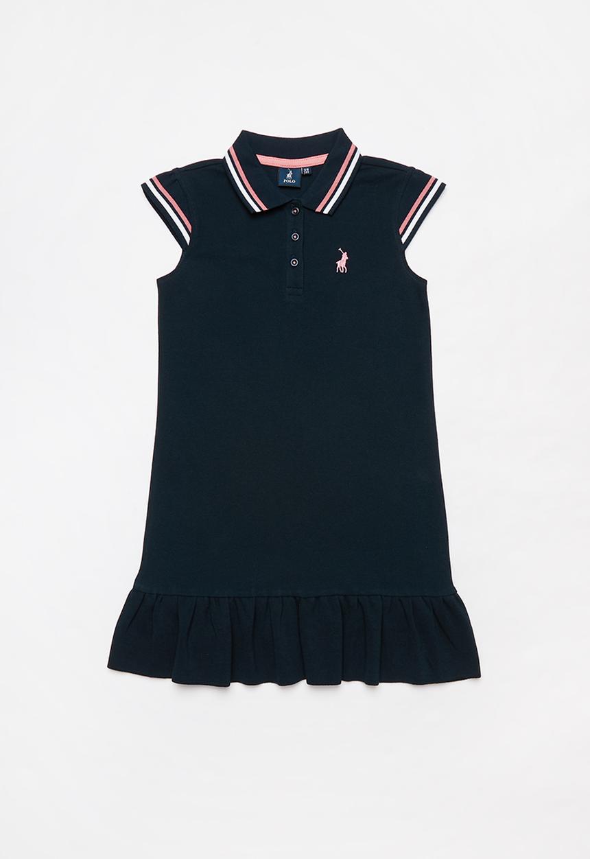 POLO - Girls Emily flutter sleeve golfer dress - navy