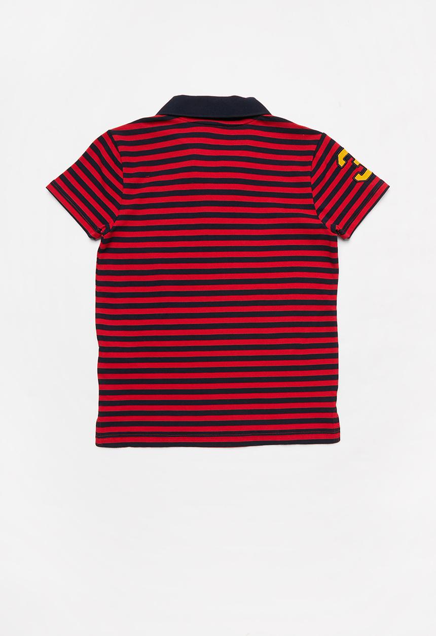 POLO - Boys Warren striped Johnny collared golfer - red